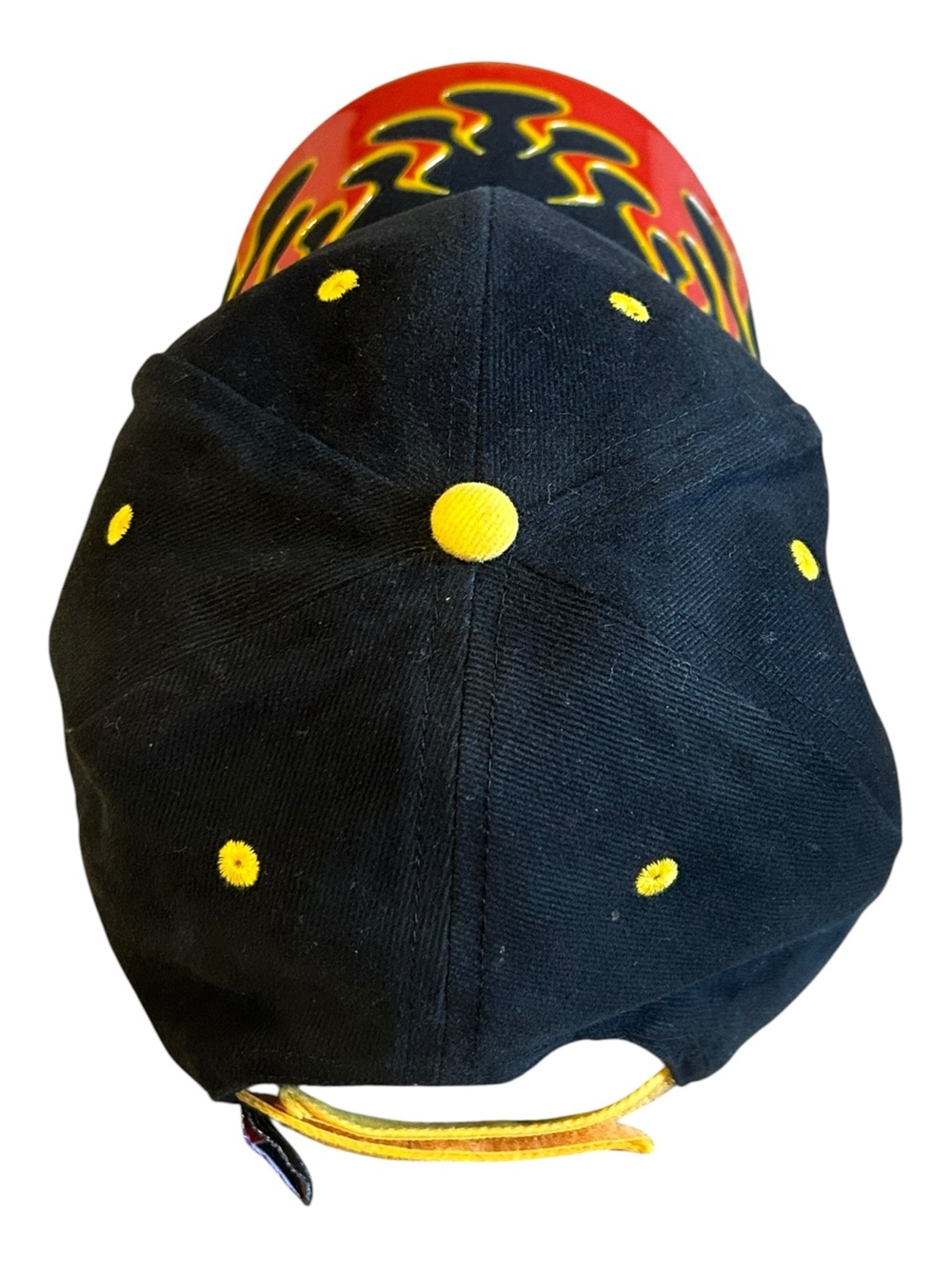 Black Cap with Red and Yellow Flame Visor - Men's Baseball Hat - Picture 11 of 12